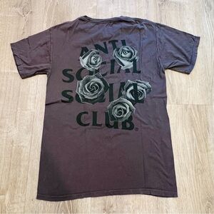 Anti social social club black gray rose bat emoji short sleeve tee top size S